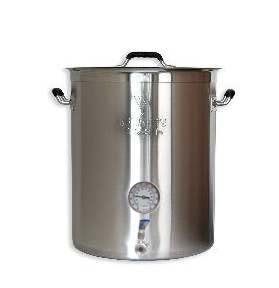 8 Gallon SS Brewers Beast Kettle w/Thermometer & Valve - Click Image to Close