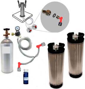 2 Keg Homebrew Freezer CO2 System w/Draft Tower (Pin Lock) - Click Image to Close